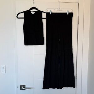 Women’s Black Knit Tank and Flare Pant set